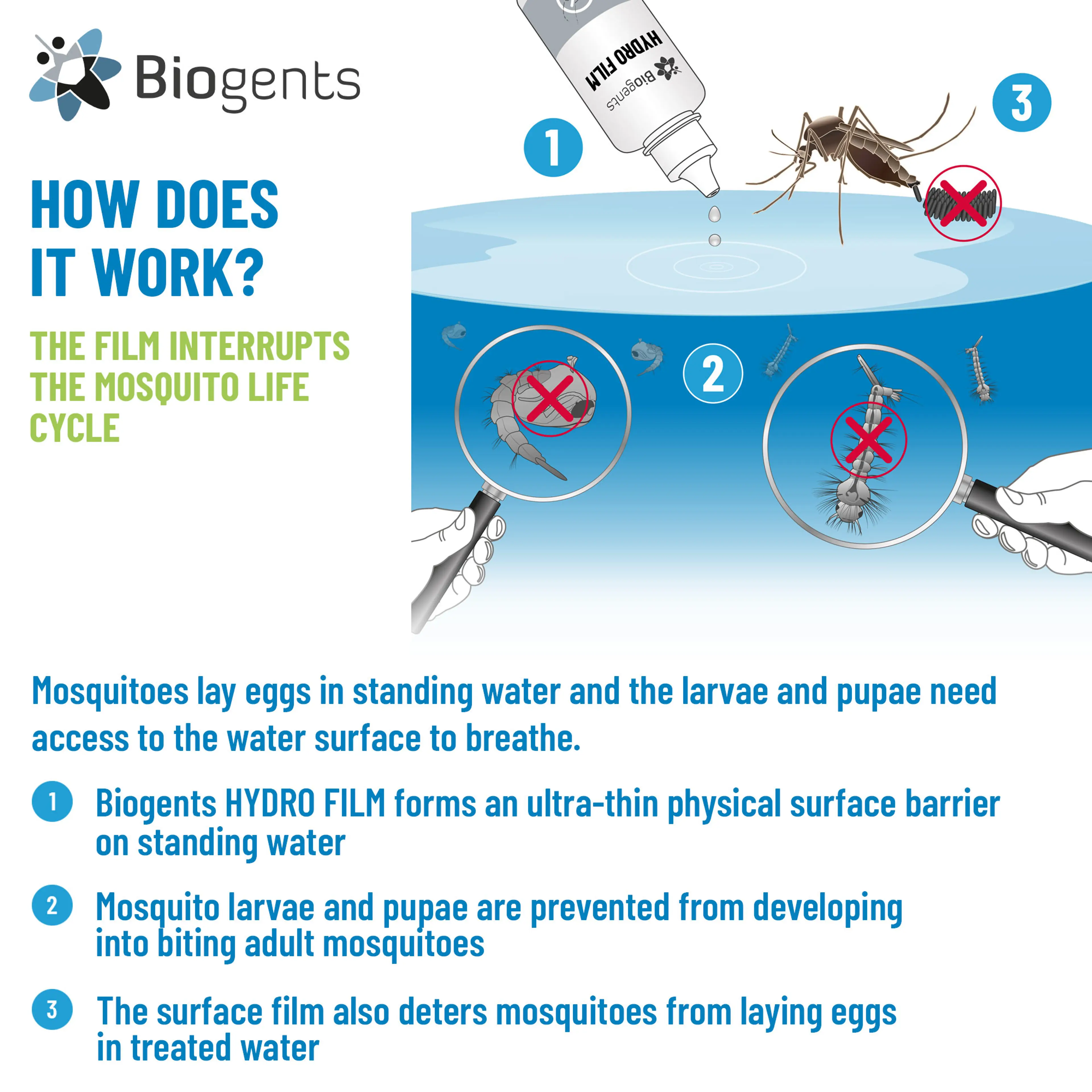 Alternative to Mosquito Larvicide: Biogents HYDRO FILM