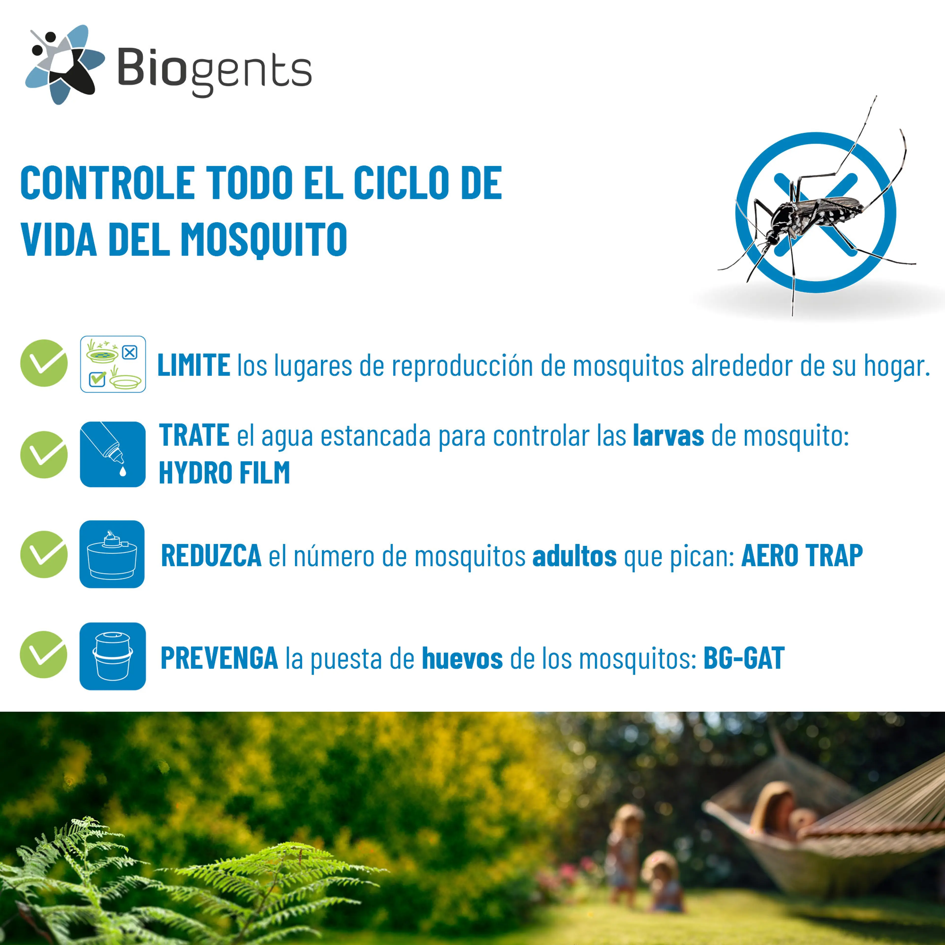 Alternativa al larvicida para el control de los mosquitos: Biogents HYDRO FILM