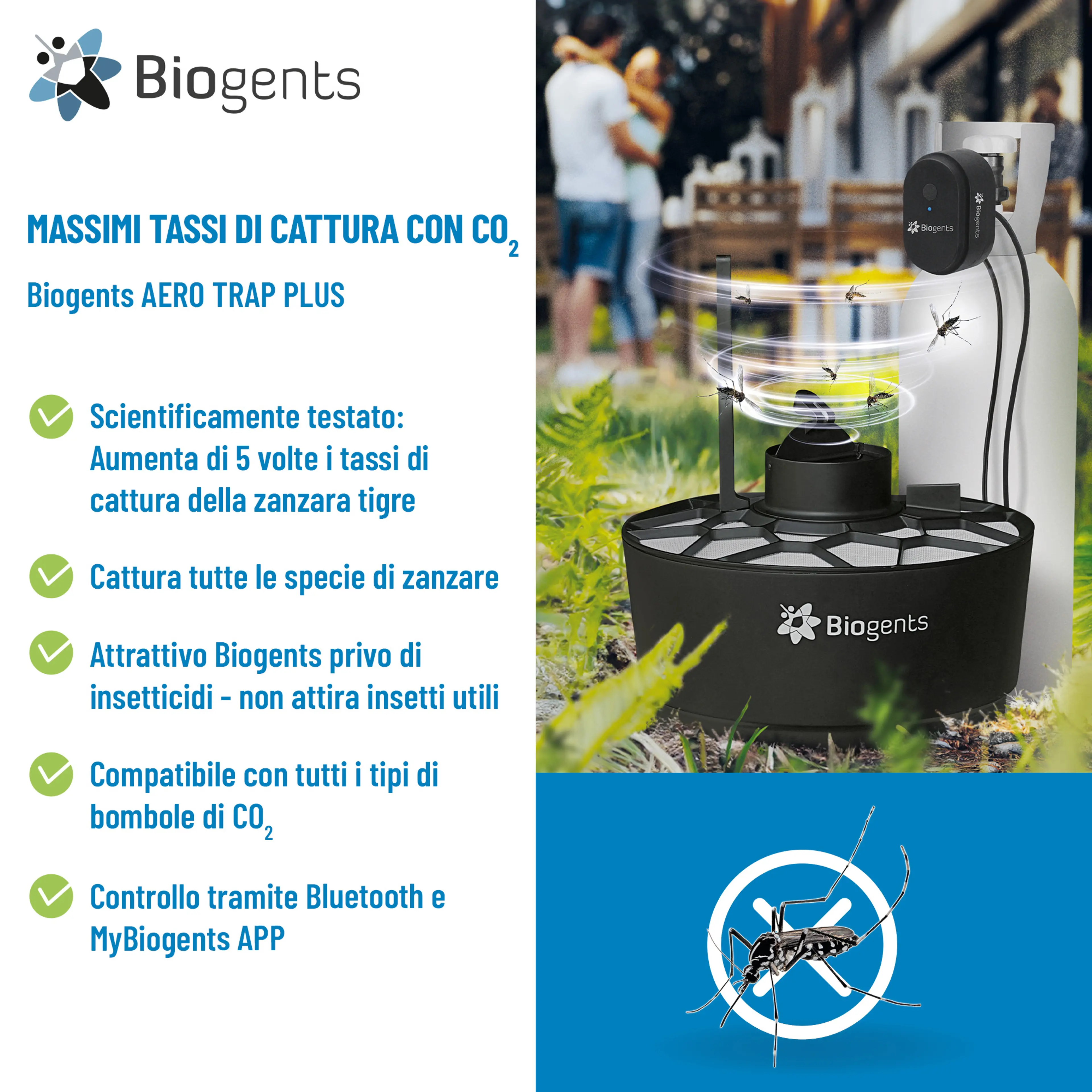 Trappola per zanzare ad alte prestazioni con CO2: AERO TRAP PLUS