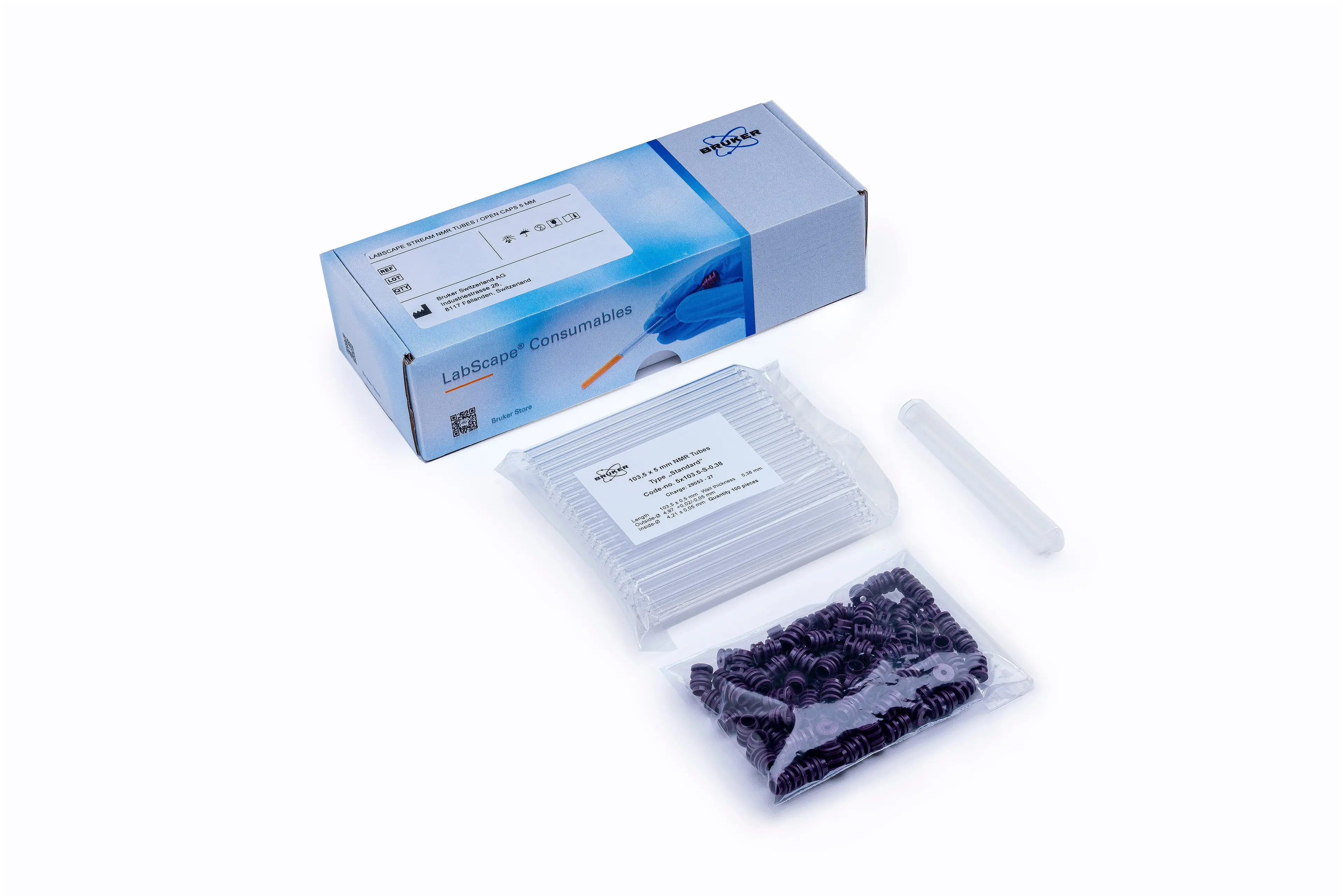 Unracked 4" NMR-Tubes with coded OPEN caps for use with SampleJet