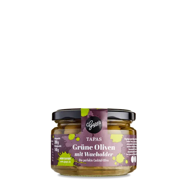 Gruene Oliven mit Wocholder