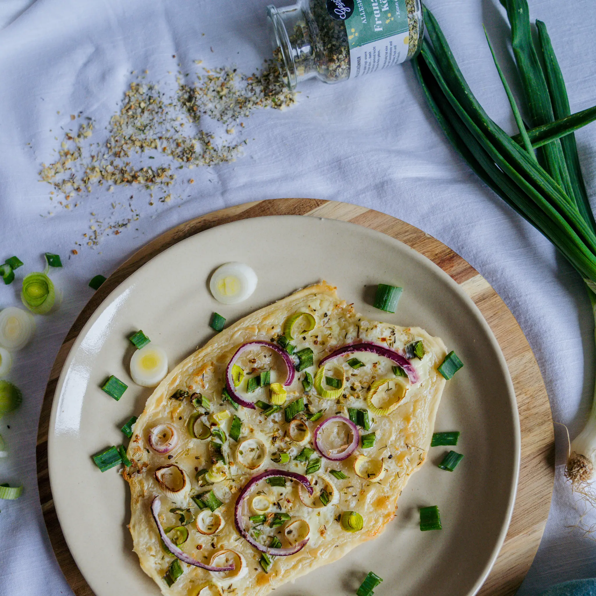 Flammkuchen mit Kartoffel Gewuerz