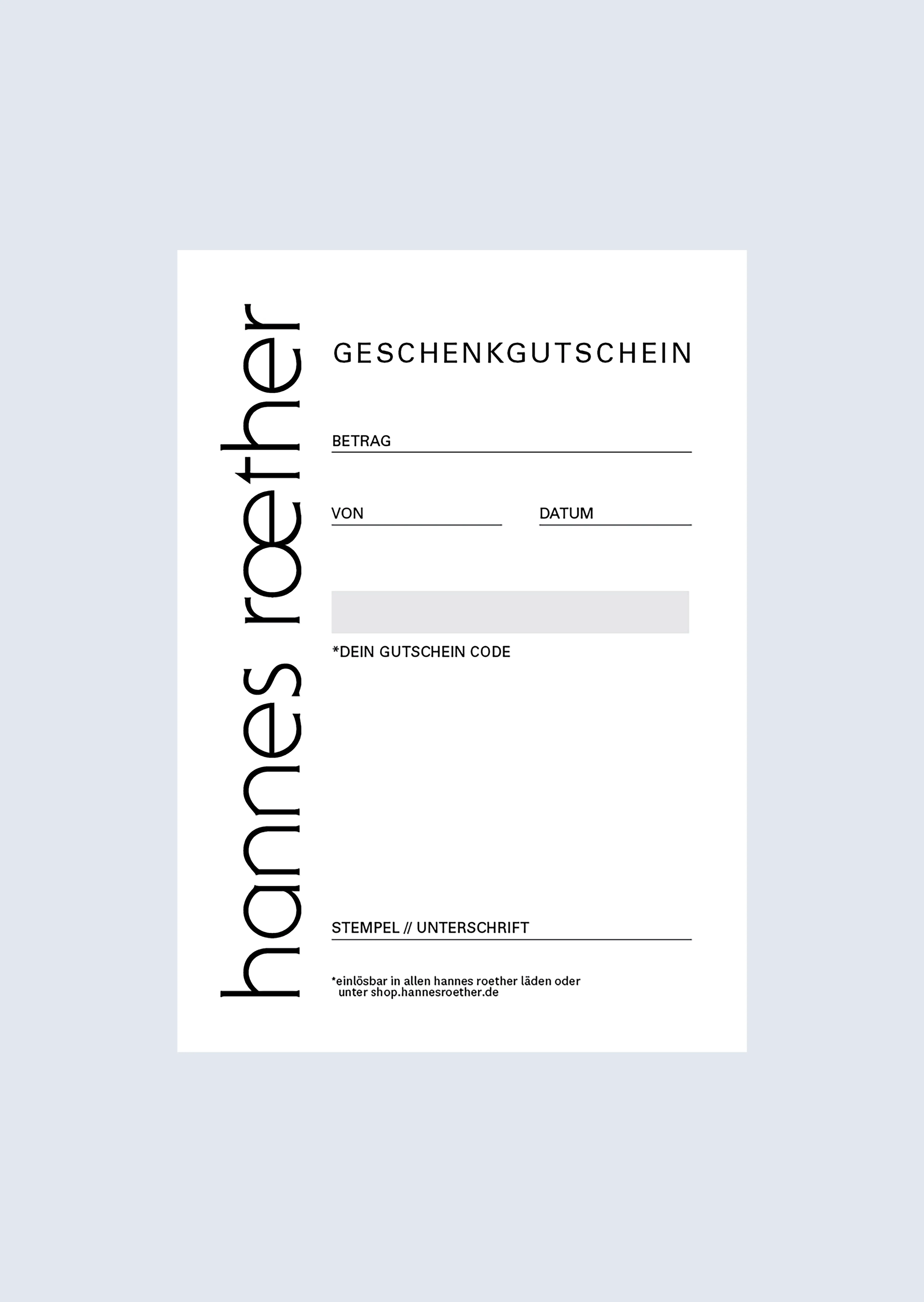 hannes roether Geschenkgutschein