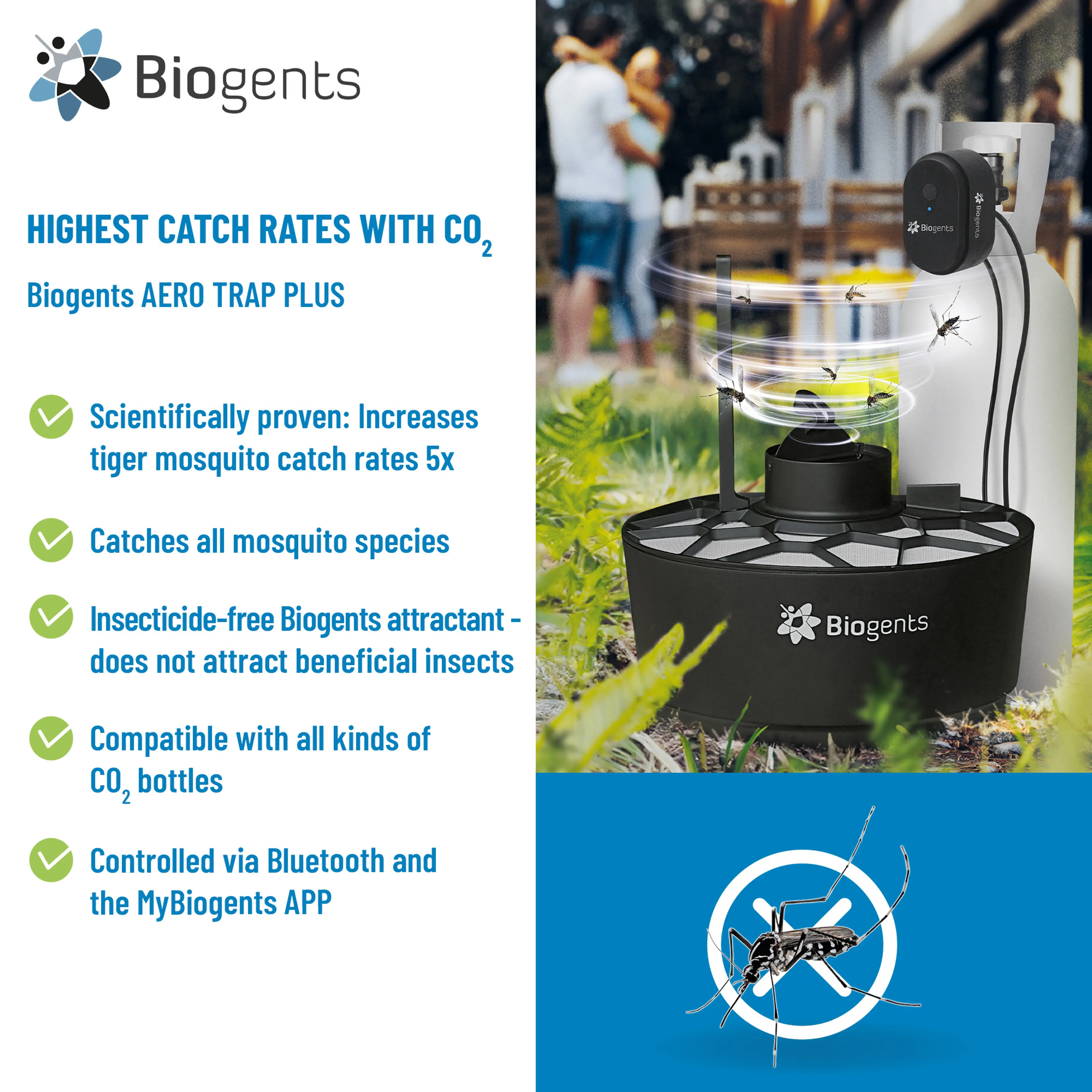 Allround Set of CO2 and Tiger Mosquito Traps: AERO TRAP PLUS + 2x BG-GAT