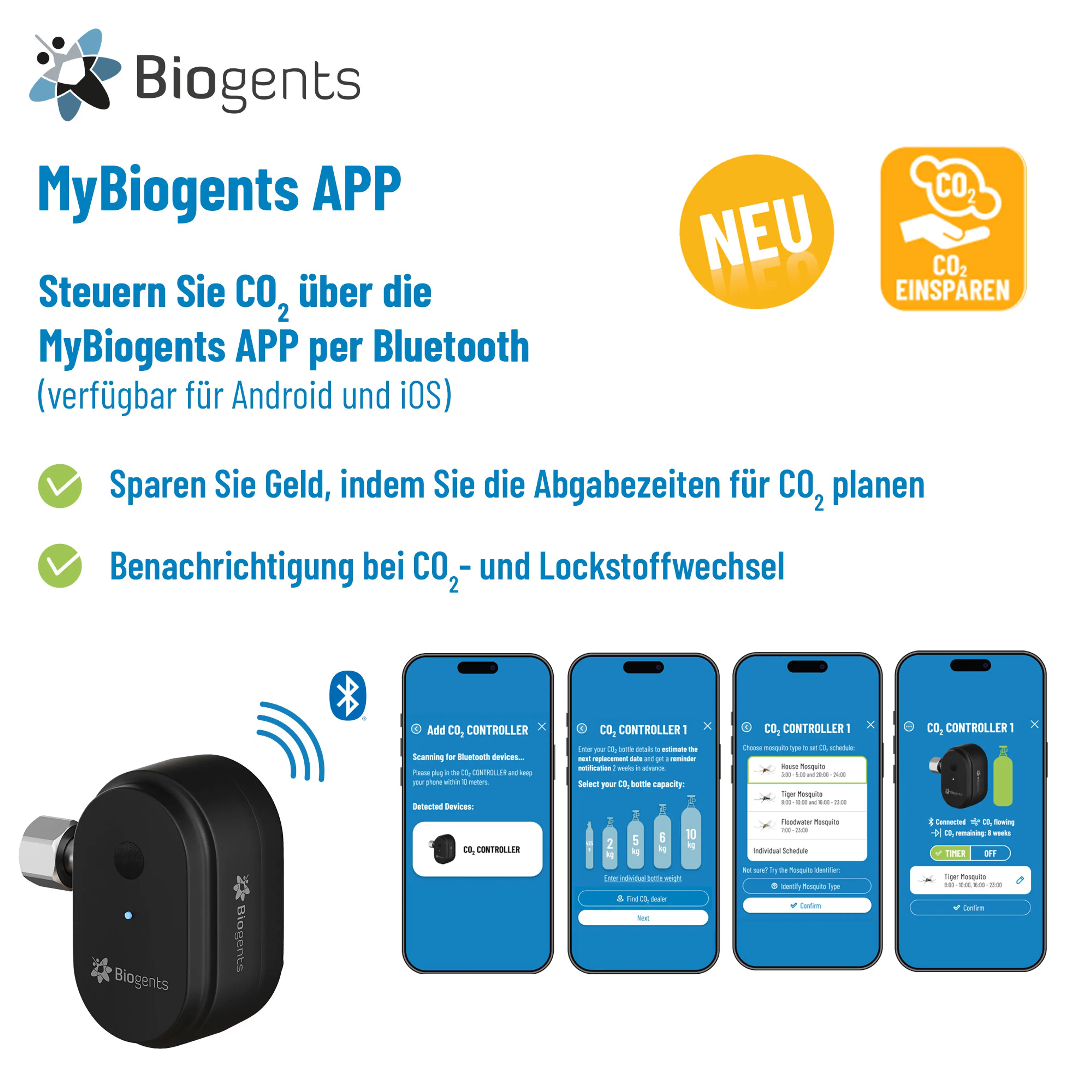 2er-Set Hochleistungs-CO2-Mückenfallen: 2x AERO TRAP PLUS
