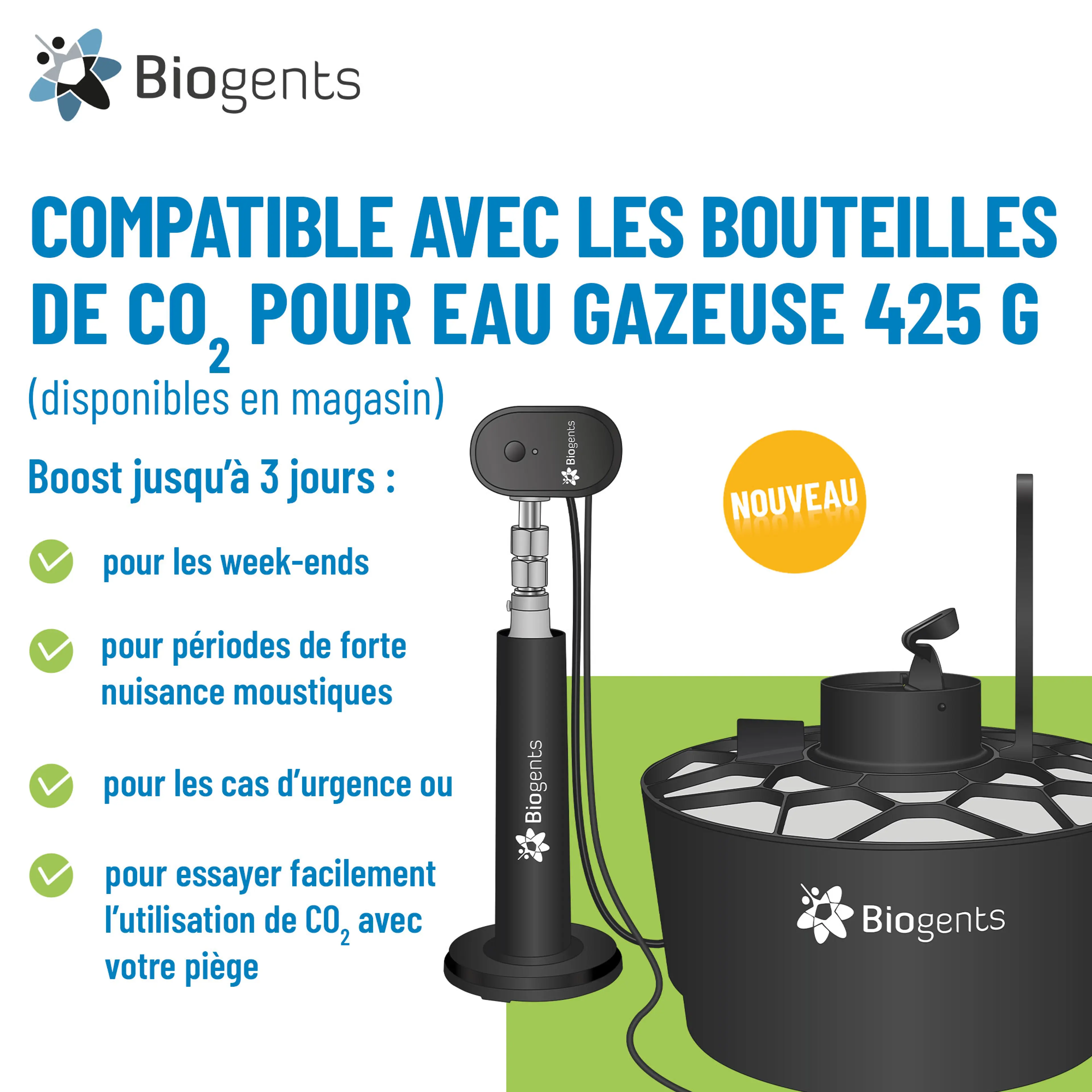 Set complet de pièges au CO2 et de pièges à moustiques tigre : AERO TRAP PLUS + 2x BG-GAT
