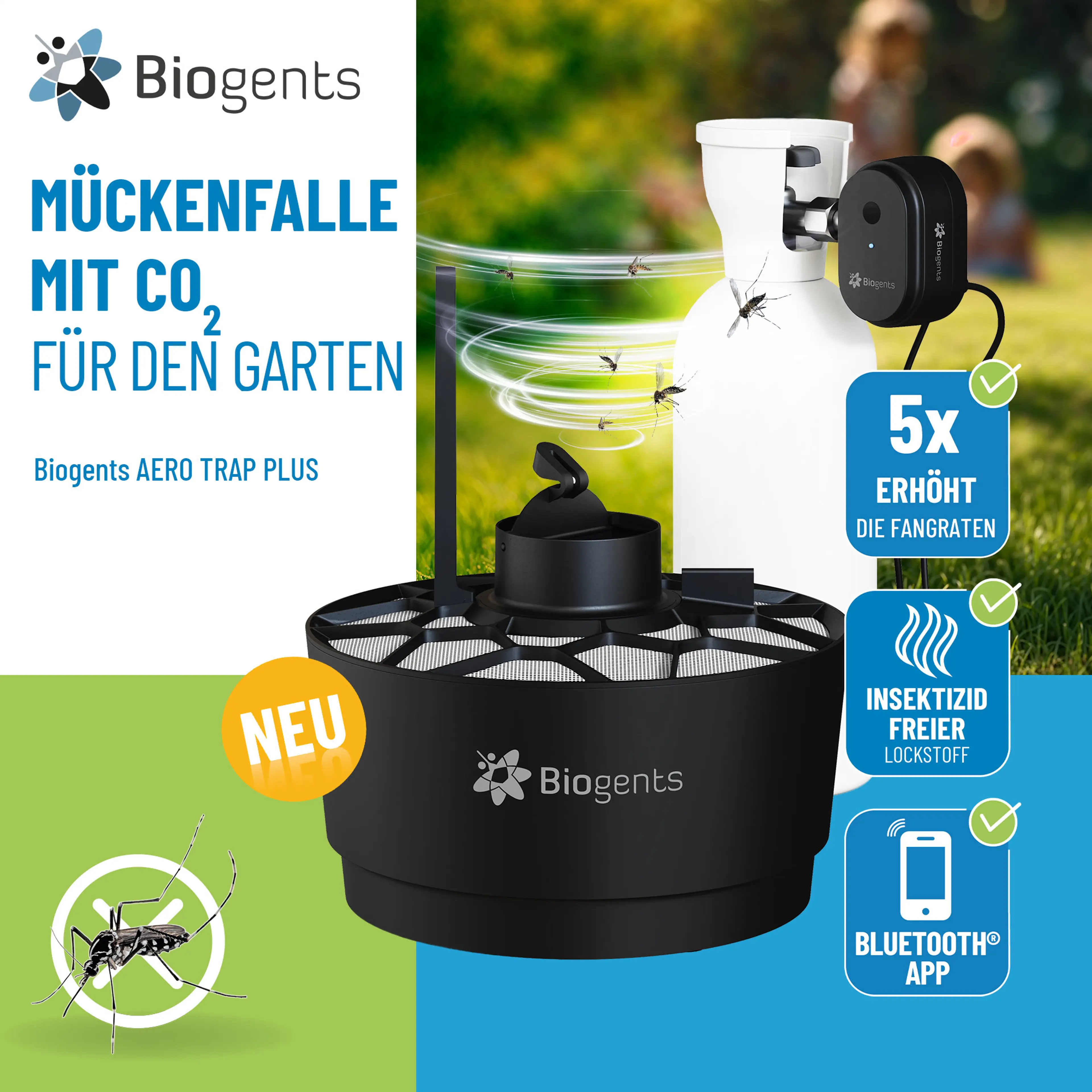 2er-Set Hochleistungs-CO2-Mückenfallen: 2x AERO TRAP PLUS