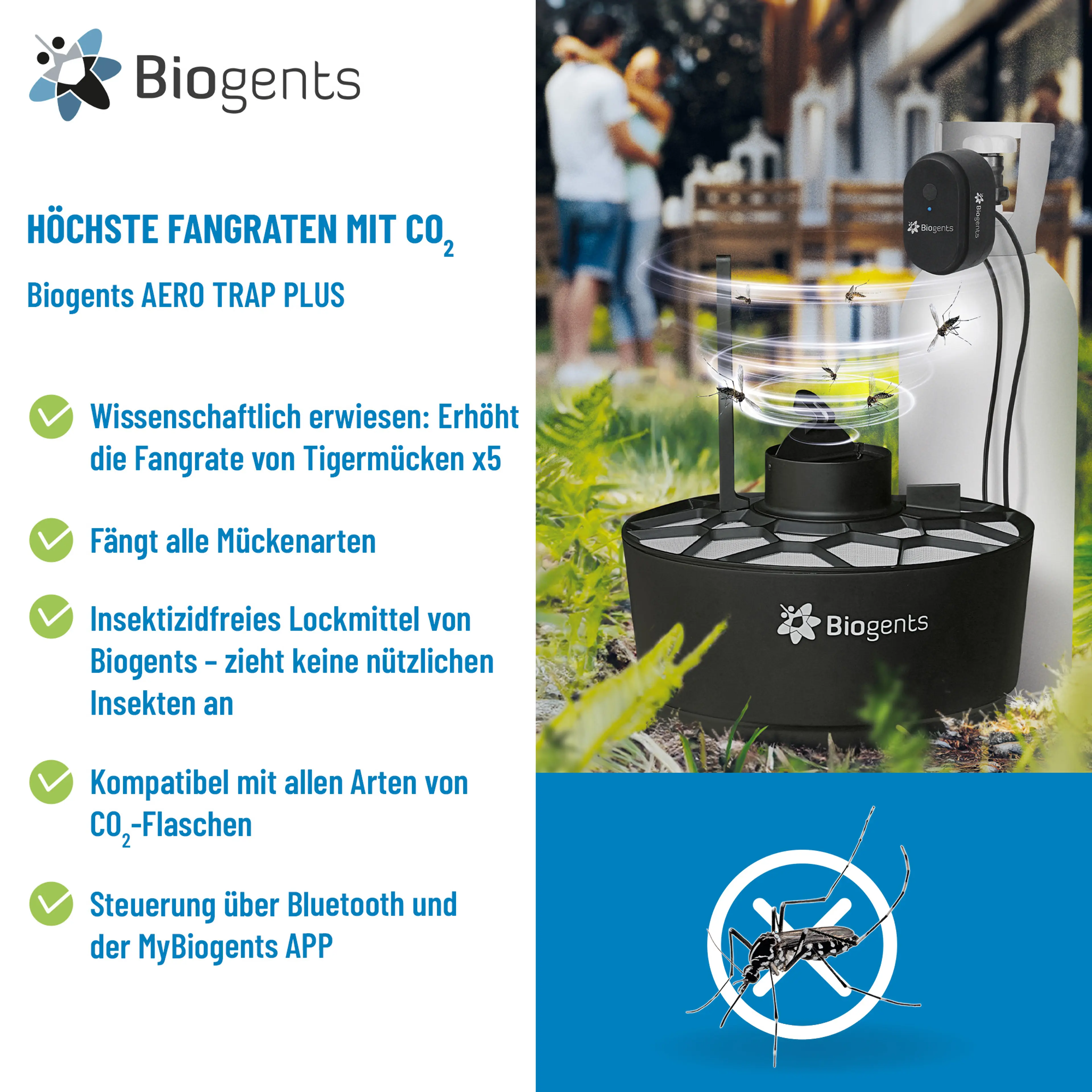 2er-Set Hochleistungs-CO2-Mückenfallen: 2x AERO TRAP PLUS