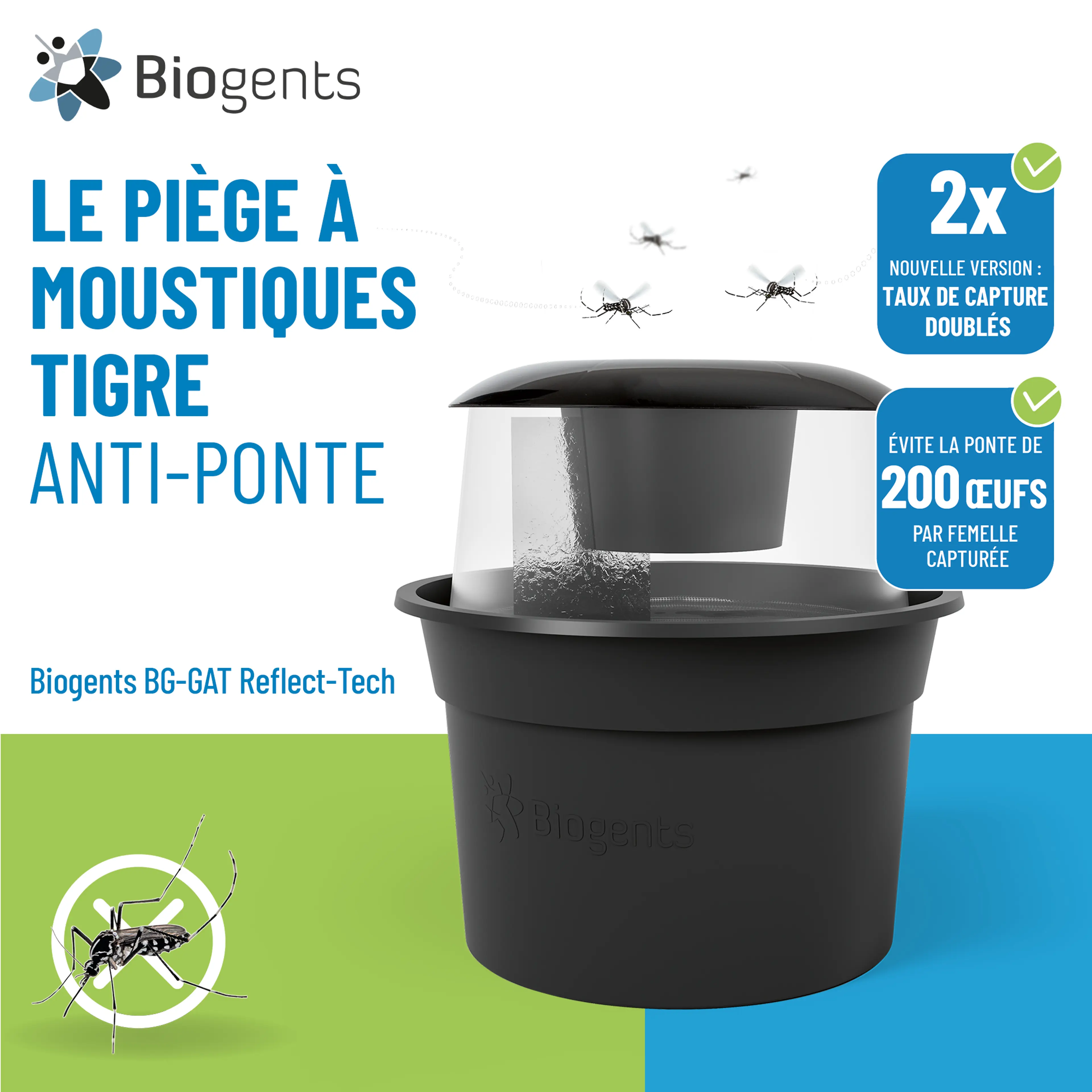 Set complet de pièges au CO2 et de pièges à moustiques tigre : AERO TRAP PLUS + 2x BG-GAT