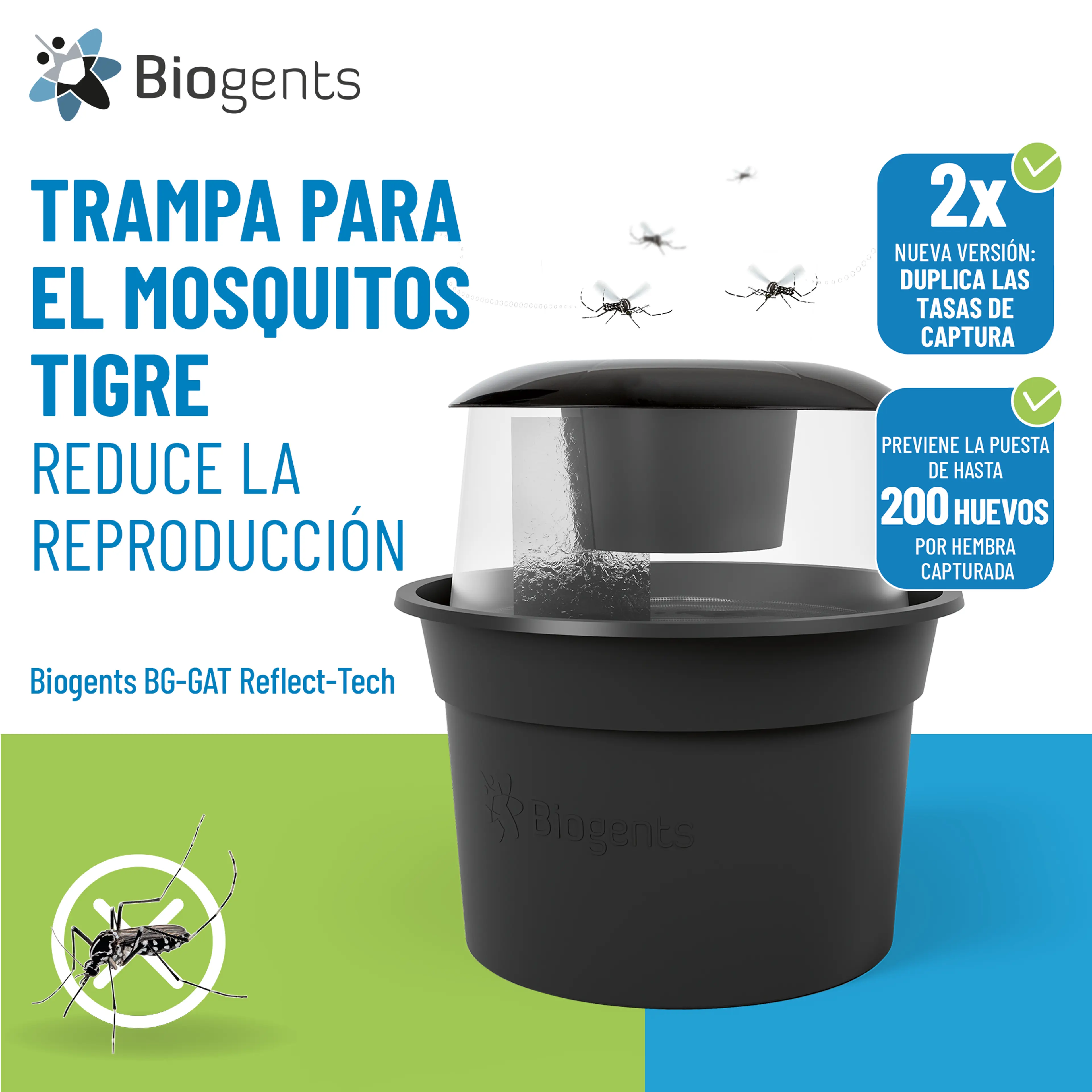 Set completo de trampas de CO2 y para mosquitos tigre: AERO TRAP PLUS + 2x BG-GAT