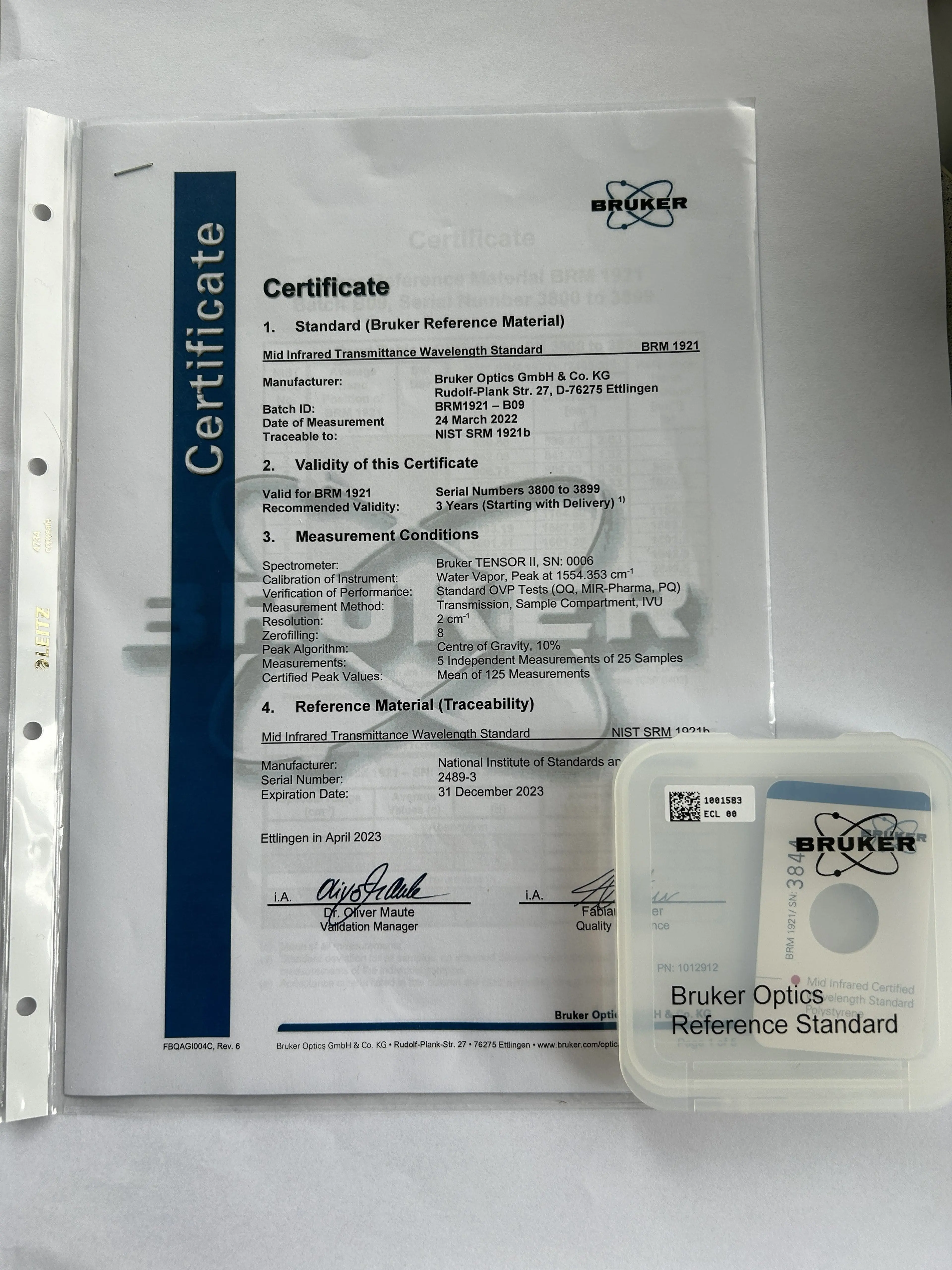 BRM1921: Polystyrene standard reference material "BRM 1921" for measurement by Transmission