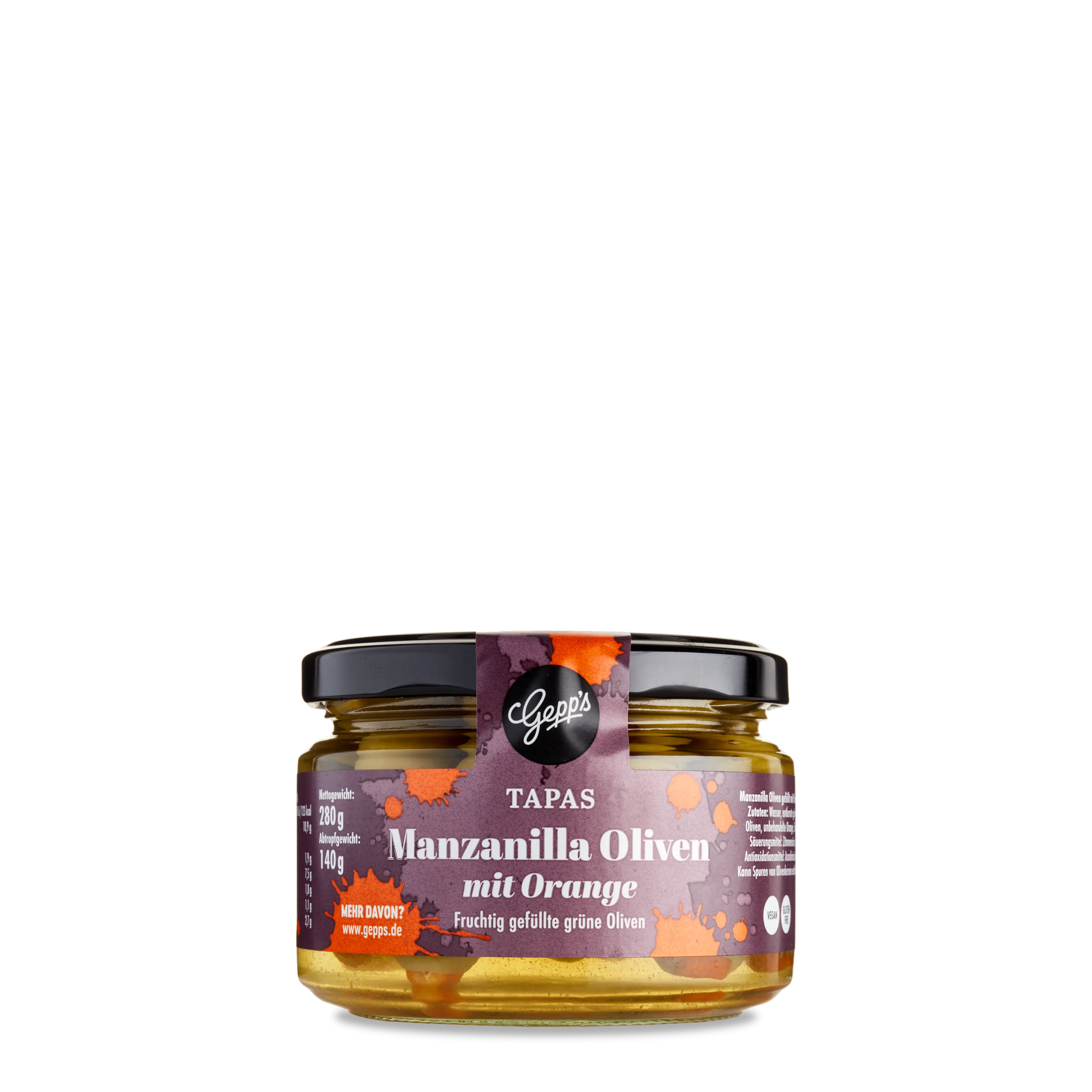Manzanilla Oliven mit Orange