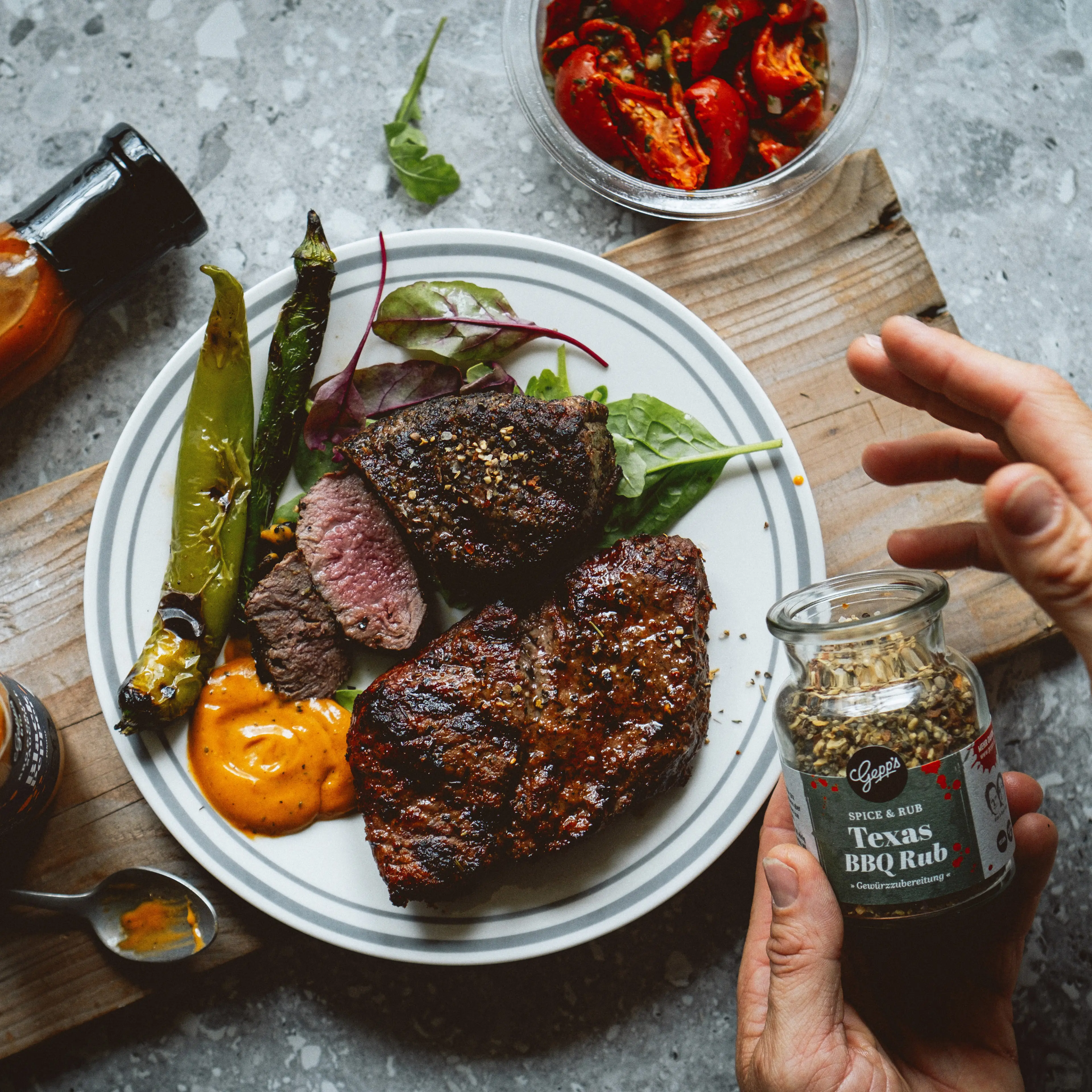 Saftiges Steak gewuerzt mit Texas BBQ Rub