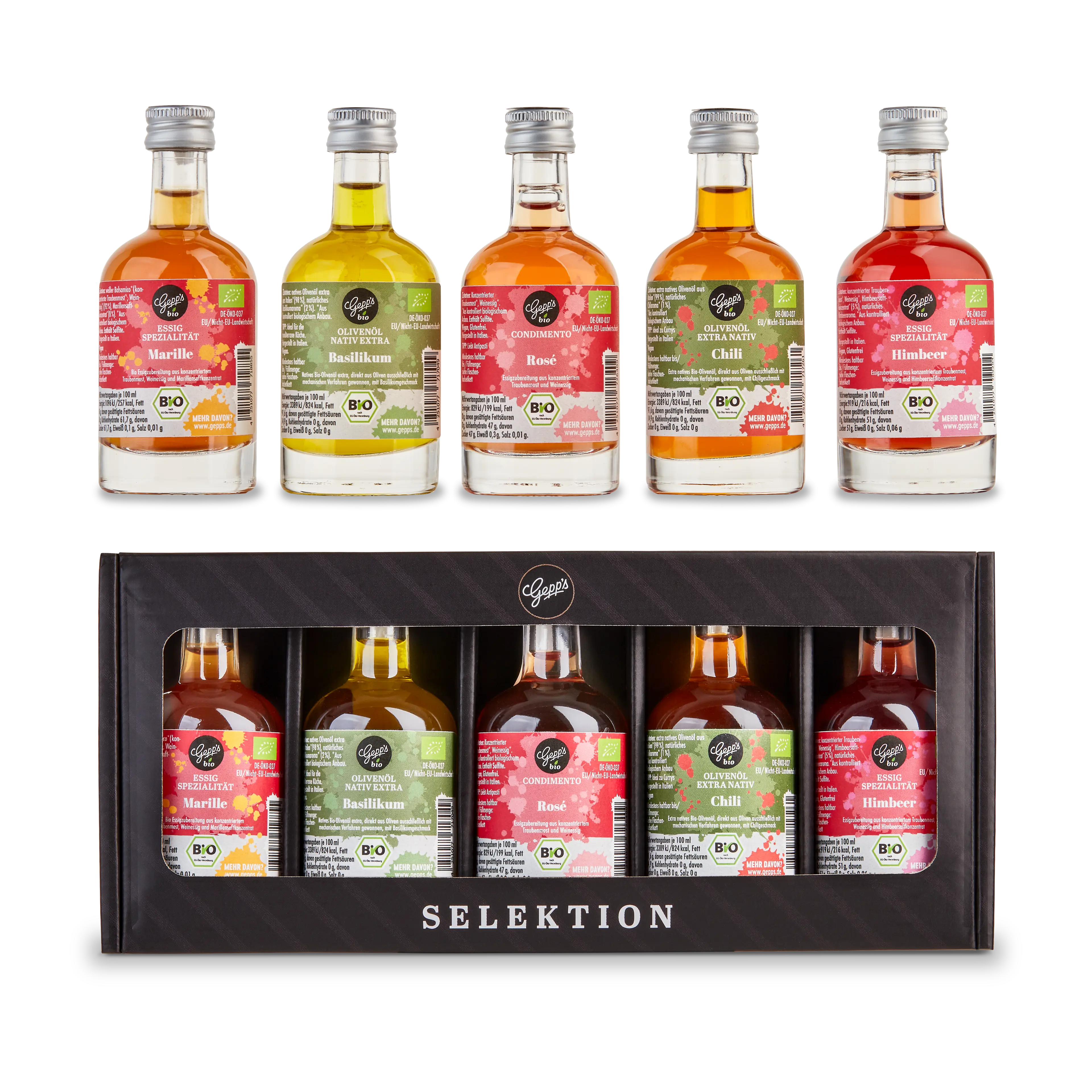 Bio Essig und Oel Selektion