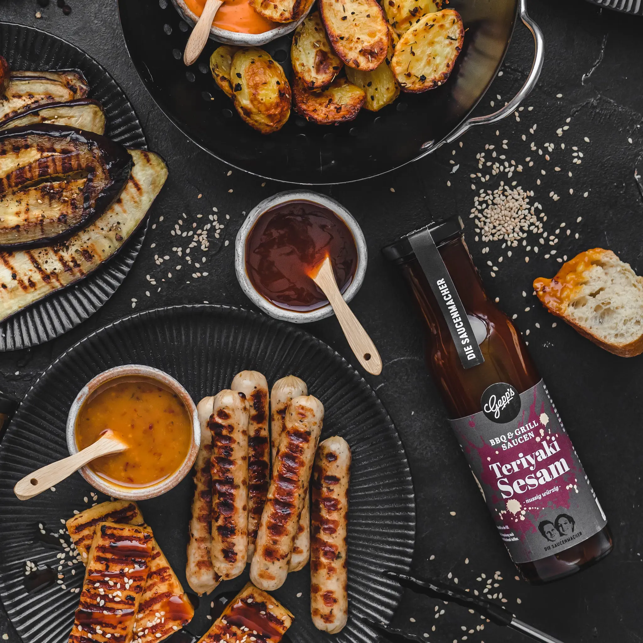Grillgemuese mit Teriyaki Sesam Sauce