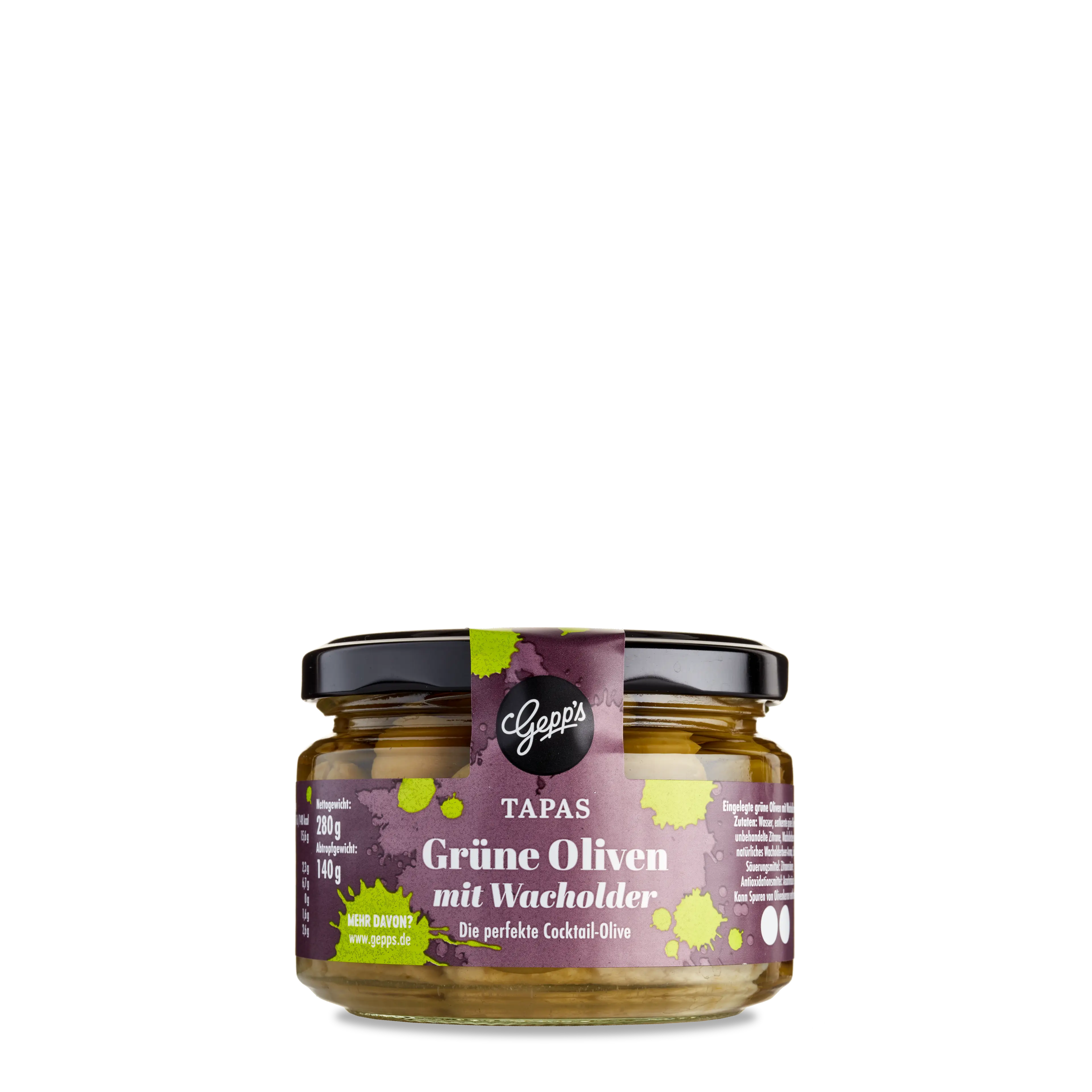 Gruene Oliven mit Wocholder