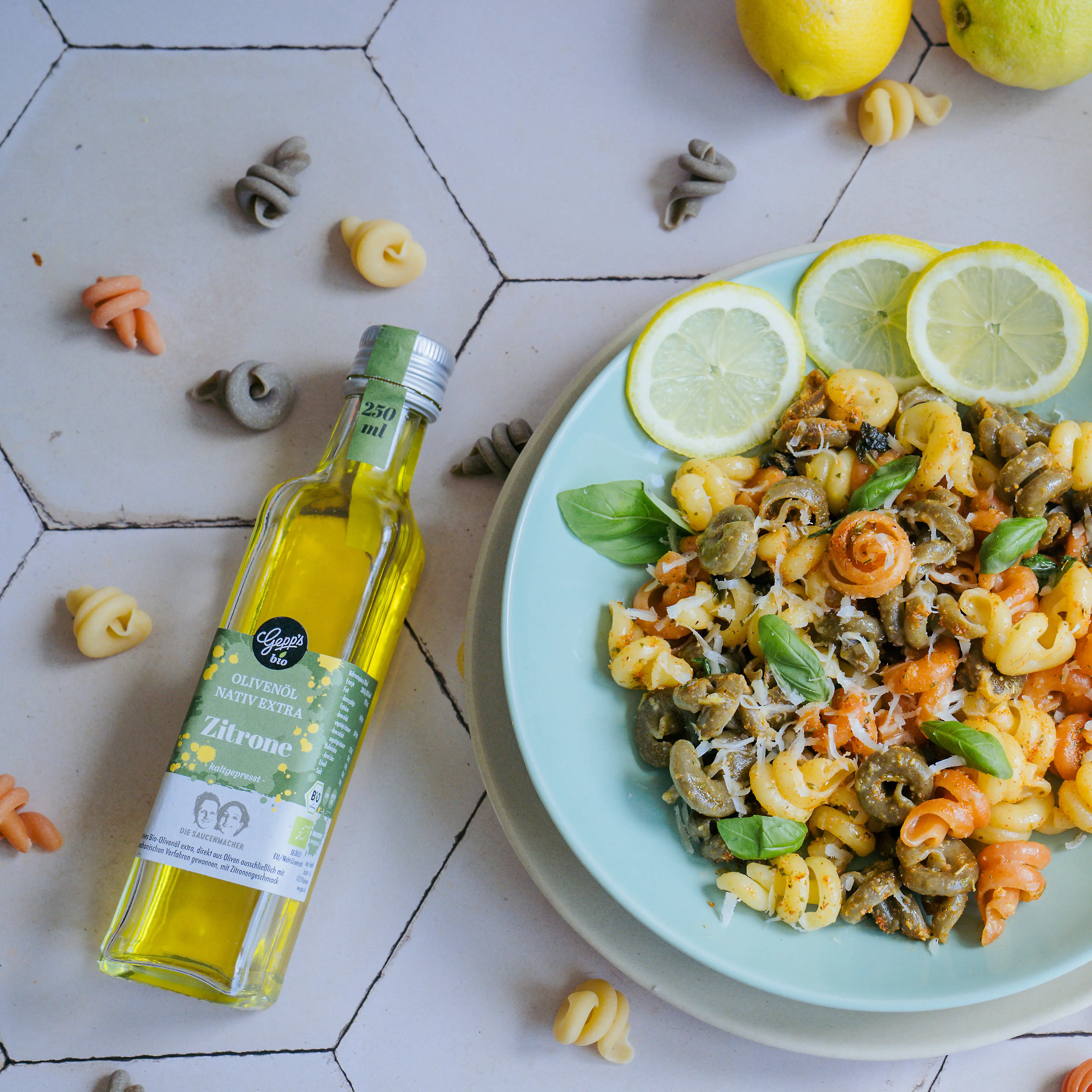 Pasta mit Bio Olivenoel Zitrone